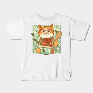 Ginger Cat Cooking Kids T-Shirt